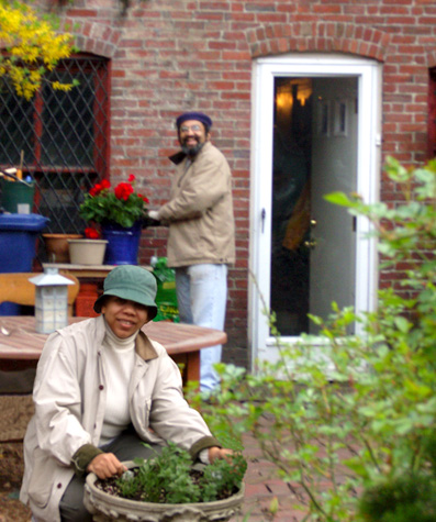Paul & Paula planting flowers